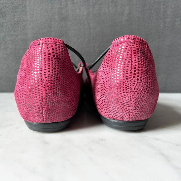 Earthies Essem Burgundy Suede Reptile Print Leather Ballet Flats-Women's Size 9 - Picture 4 of 7